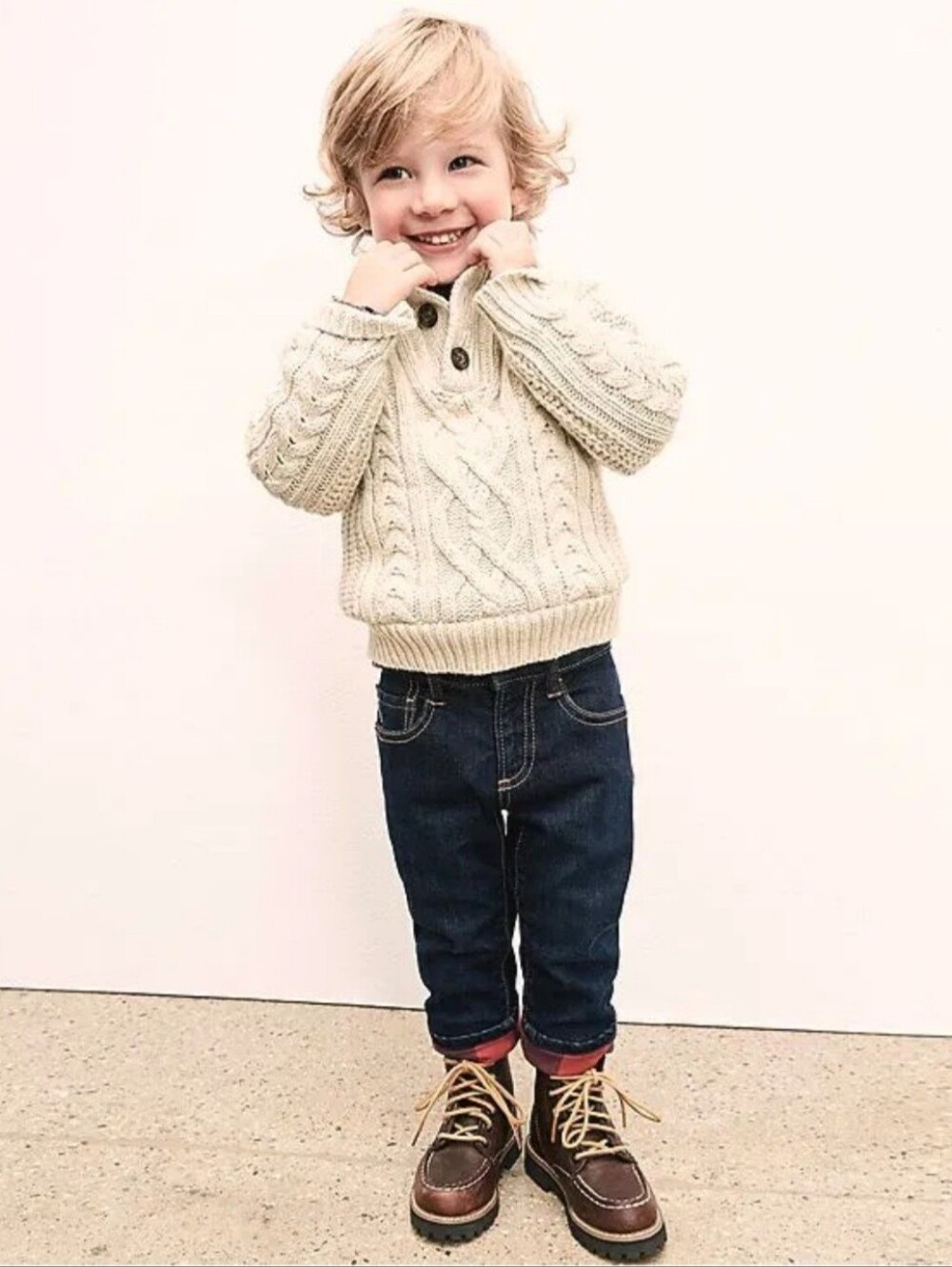 GAP Kids Boys Wool Blend Cozy Cable Mock Neck Sweater- Oatmeal Heather M ( EUC)